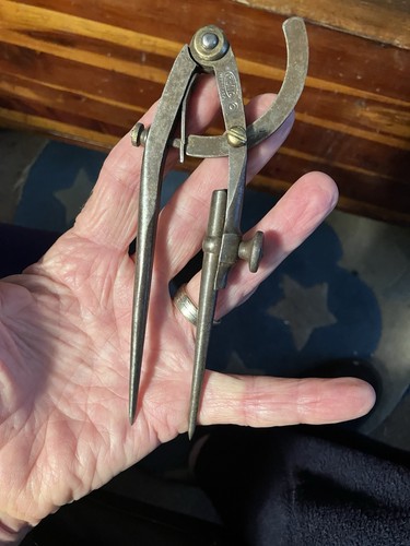 Vintage PEXTO 6” Compass Wing Machinists Divider Brass & Iron Removable Point