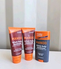 Lot Of 3X Mando 2.2 oz. Whole Body Deodorant Bourbon Leather 1 Mt Fuji Deodorant
