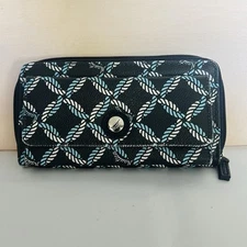 Nautica RFID Wallet Zip Around Snap Card Blue Teal White Women's Logo