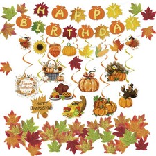 Thanksgiving  Fall Birthday Party Decorations Set, Thanksgiving Banner Hangi...