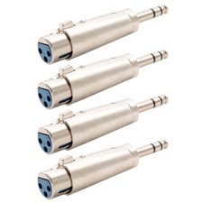 4 Pcs XLR 3-Pin Female to 6.35mm 1/4" Stereo Male Mic Microphone Audio Adapter