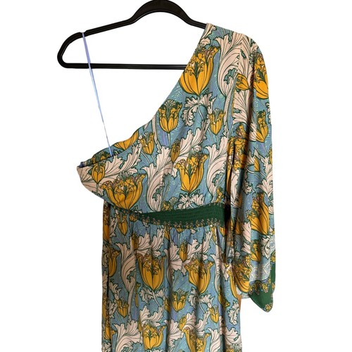 Free People New Pardon My French Dress Maxi One Shoulder Tropical Print Large - Picture 9 of 13