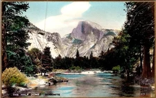 Vintage Yosemite Half Dome Hand Colored Postcard by Fred W Martin
