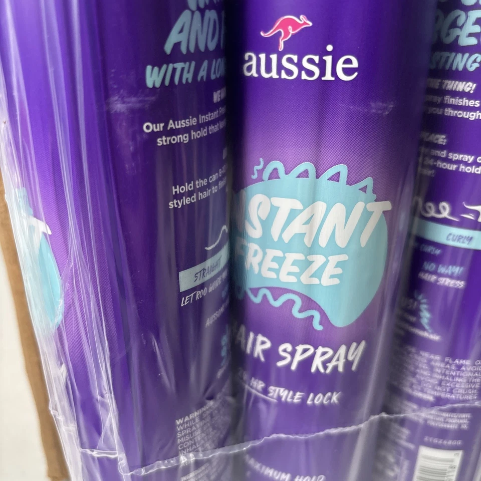 Aussie Instant Freeze Hair Spray 10oz – 3 Pack New - Image 2 of 4
