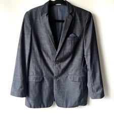 Calvin Klein Boys Two Button Notched Lapel Slim Fit Blazer Jacket Blue Size 20 R