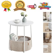 Elegant Small Round Coffee Table with Fabric Storage for Chic Living Spaces