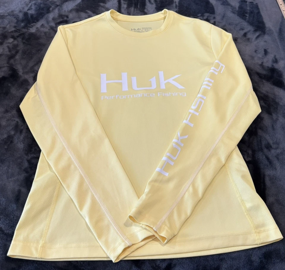 Camisa de pesca HUK Performance para mujer talla mediana amarilla manga larga Foto 2 de 4