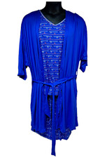 MUK LUKS Women's Cloud Knit Tank, Shorts,  Wrap Sleep Set Anchor/Blue