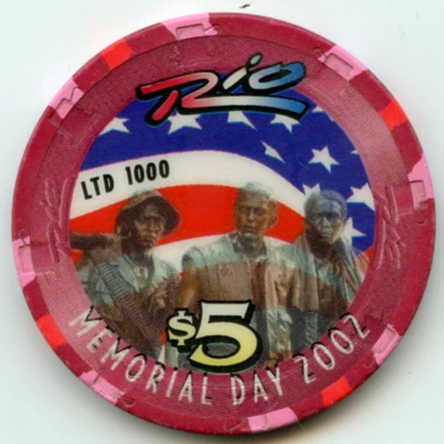 $5 Rio Memorial Day Flag LE Chip Las Vegas 2002