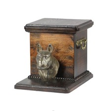 Bull Terrier, Bully - urn for dog ashes with a statuette, elegant urn for a dog,