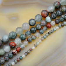 Natural Bloodstone Gemstone Round Loose Spacer Beads 15.5" Strand
