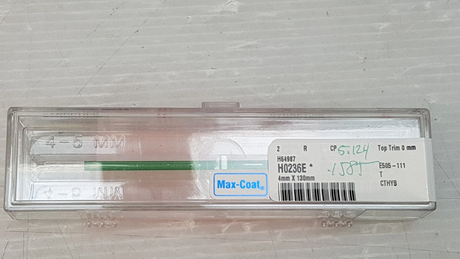 H0236E rod case with Max-Coat label, 4 mm x 130 mm