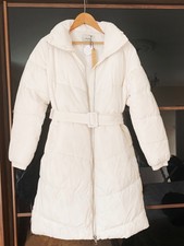 Stradivarius White Ivory Women Puffer Padded Oversize Long Belt Coat Size L (eu)