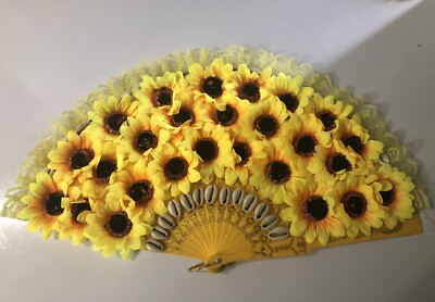 Abanico Santo Ochun Religion Yoruba Fan Decorativo Girasol,Caracol, Orishas Ifa