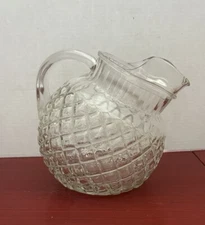 Anchor Hocking Waterford Clear Pitcher Ribbed Neck Glass 42 Oz Depression