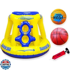 Wave Runner Inflatable Pool Basketball Hoop Set, Floating Game with Ball and 