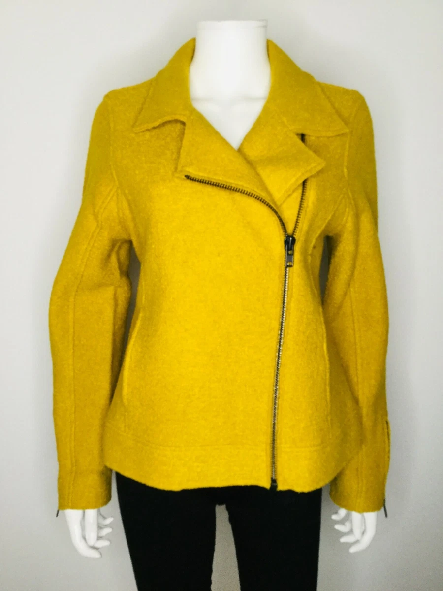TAHARI Yellow Size Medium Zip Front Long Sleeve Coat Jacket eBay