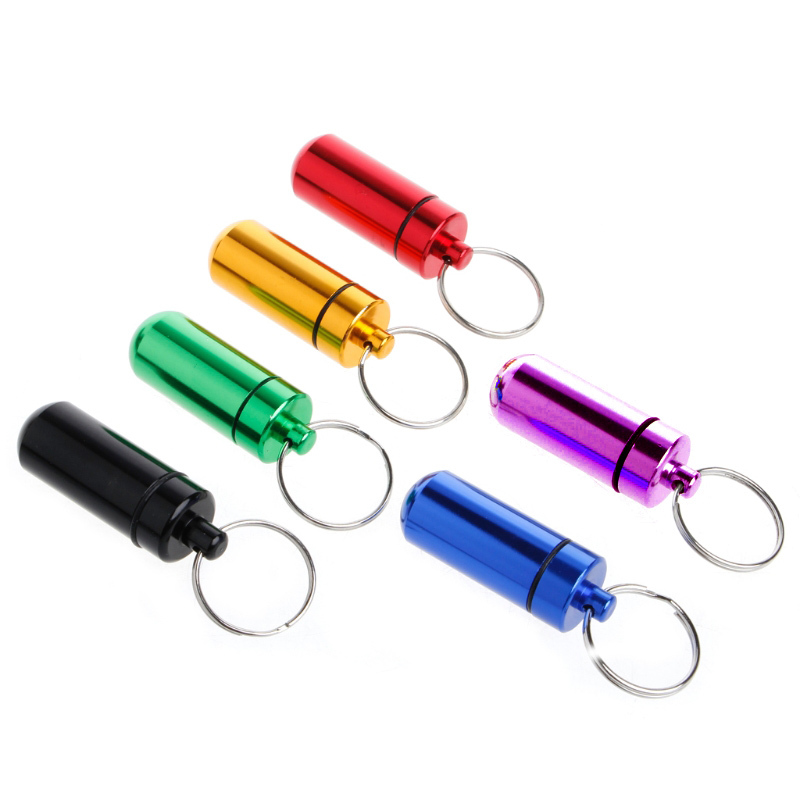 (Lot of 6) Colorful Travel Medicine Pill Bottle Key Rings 14mm
