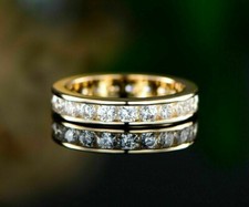 1Ct Lab Created Diamond Full Eternity Engagement Ring 14K Yellow Gold Finish