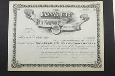 Kansas City MO Belt Railway $100 Stock Shares BLANK 1890s Certificate #126 L971A