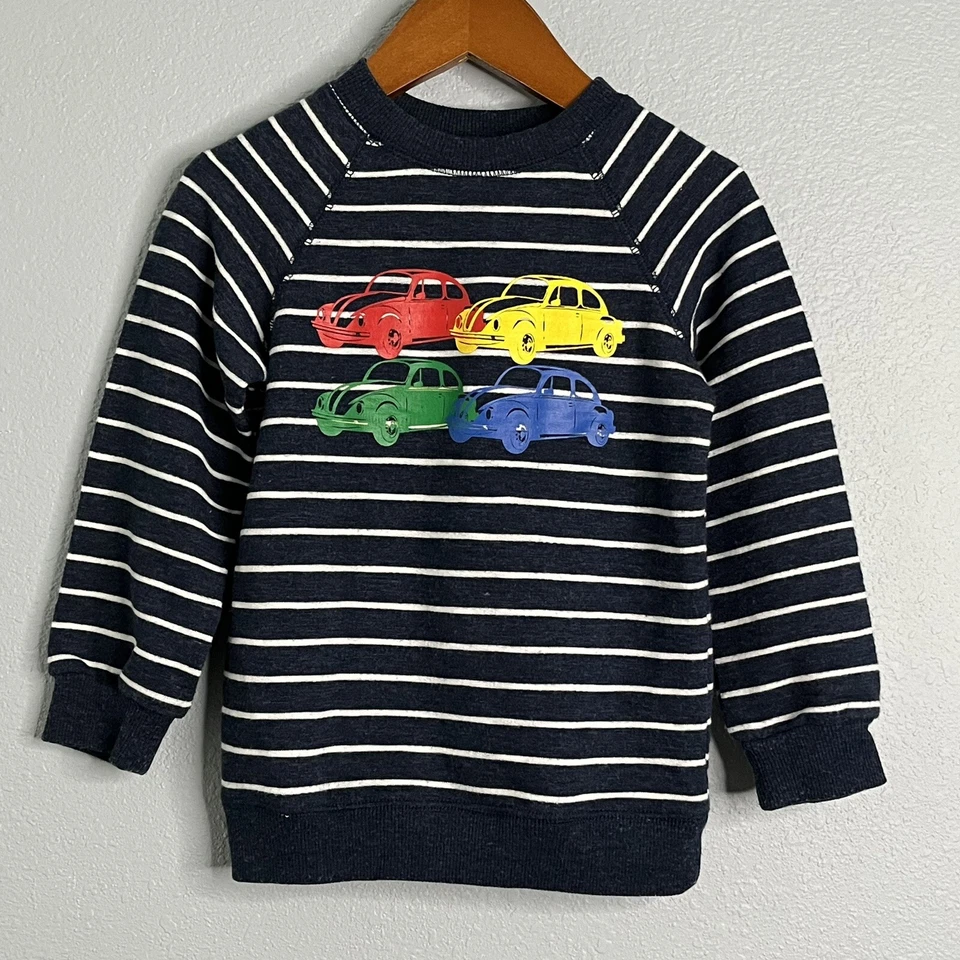 Little Me  Boys 3T Blue Striped Pullover Sweatshirt - Cars - Image 2 of 4
