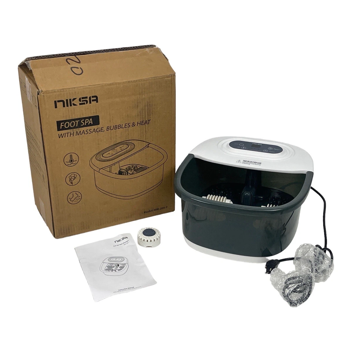 NIKSA Foot Spa Bath Massager with Heat, Bubbles, Vibration and Red