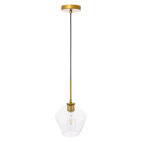 Living District Gene 1-Light Mid-Century Metal Pendant in Brass and Clear - Picture 6 of 7