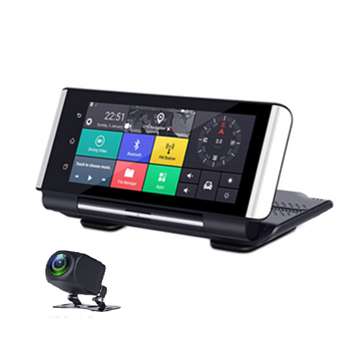 7in 1080P GPS Car ADAS DVR Dual Lens Dash Cam Video Camera Recorder Night Vision