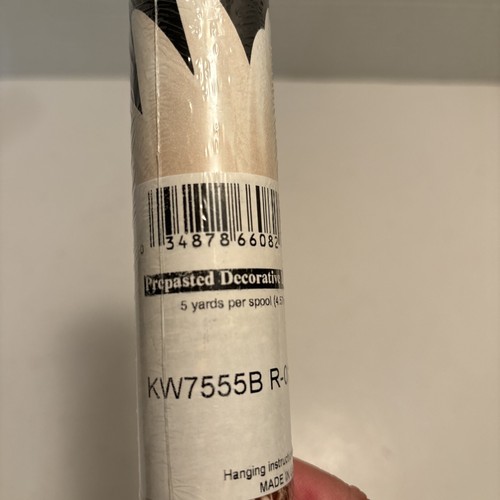 York Border Wall Paper Prepasted 5 Yds Black With Large Beige Flowers New Sealed - Picture 8 of 8