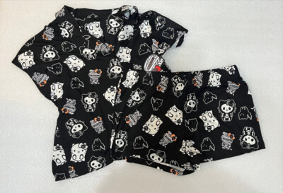 3pcs Hello Kitty Halloween Pajama Pants & Shorts Top L HALLOWEEN SKELETON GHOST
