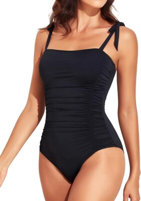Tempt Me Women Black Ruched Slimming 1 Pc, Tummy Control Vintage Style XL (US16)