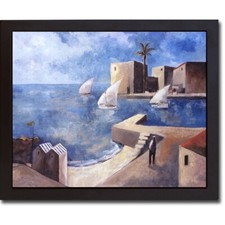 Galleggiante nero con cornice Vela Latina di Lourenco tela giclée arte (26 x 32 pollici)