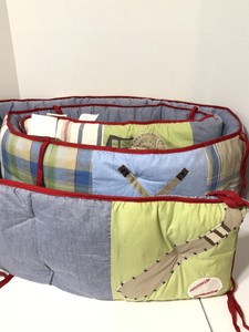 New Pottery Barn Kids Baby Crib Bumper Pad Sport Football Lacrosse
