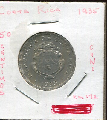WORLD COINS  1935 VF COSTA RICO 50 CENTIMOS (W926)