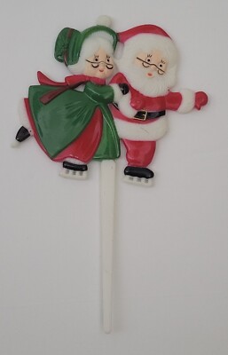 Retro Look Mr & Mrs Santa Claus Skating Christmas Cake Topper Pick | eBay