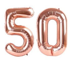 50 Balloons Number for 50th Birthday Decorations Women Men, Rose Gold Number 50