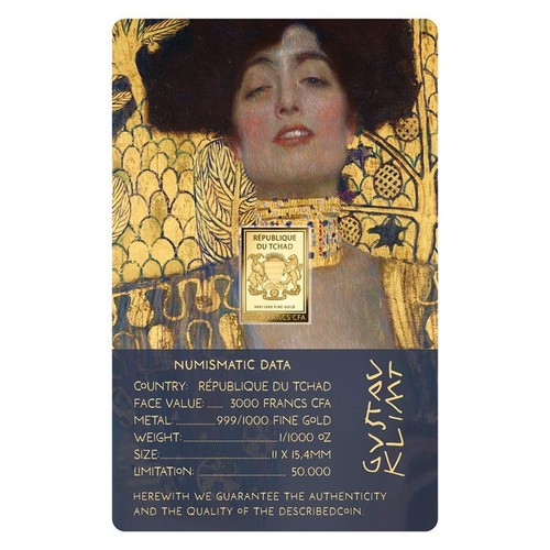 Gustav Klimt Judith and the Head of Holofernes 1/1000 Oz Gold Coin 3000 Francs - Picture 2 of 6