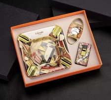 Cigar Guft Set Cigar 3 Piece Gift Set Lighter Ashtray Cutter Set