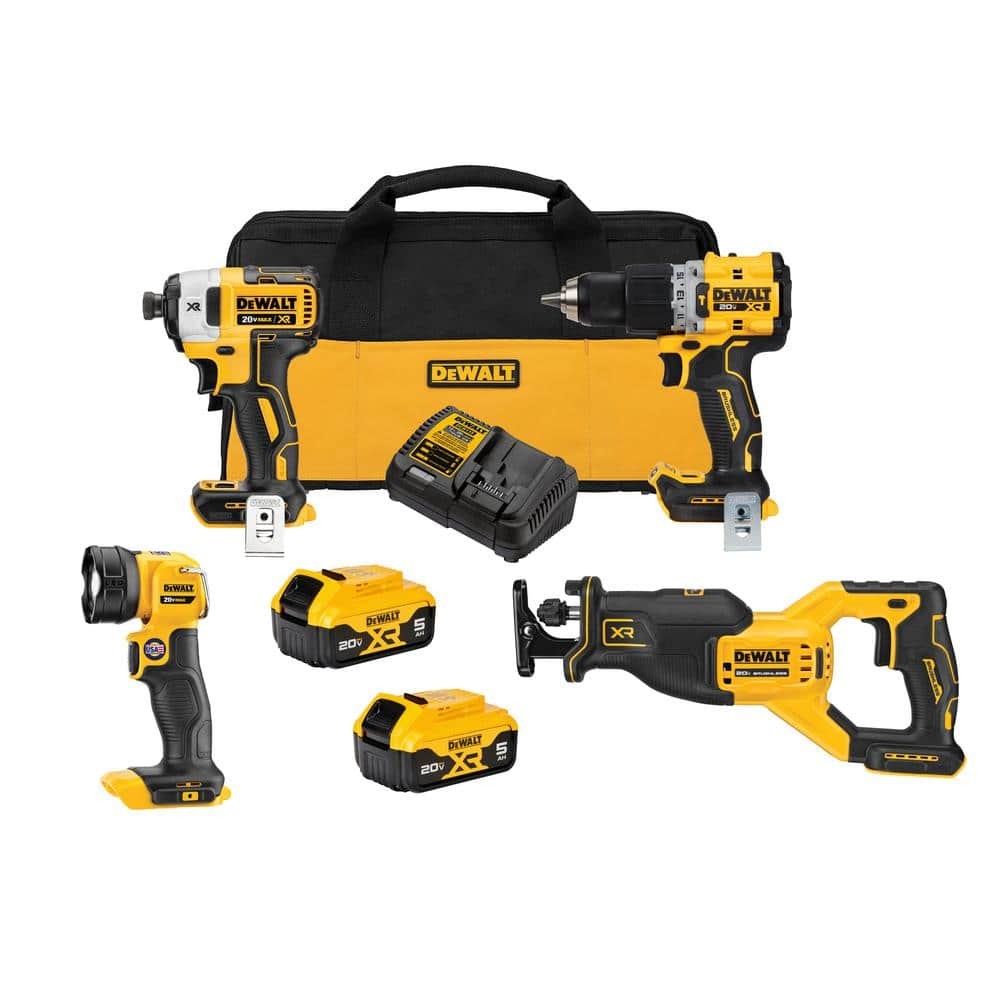 20V Brushless Cordless 4-Tool Combo Kit with 2 5.0Ah Batteries and Charger