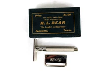 Bear Safety Razor Made Expressly For H.L. Bear Henrietta Texas with Original Box
