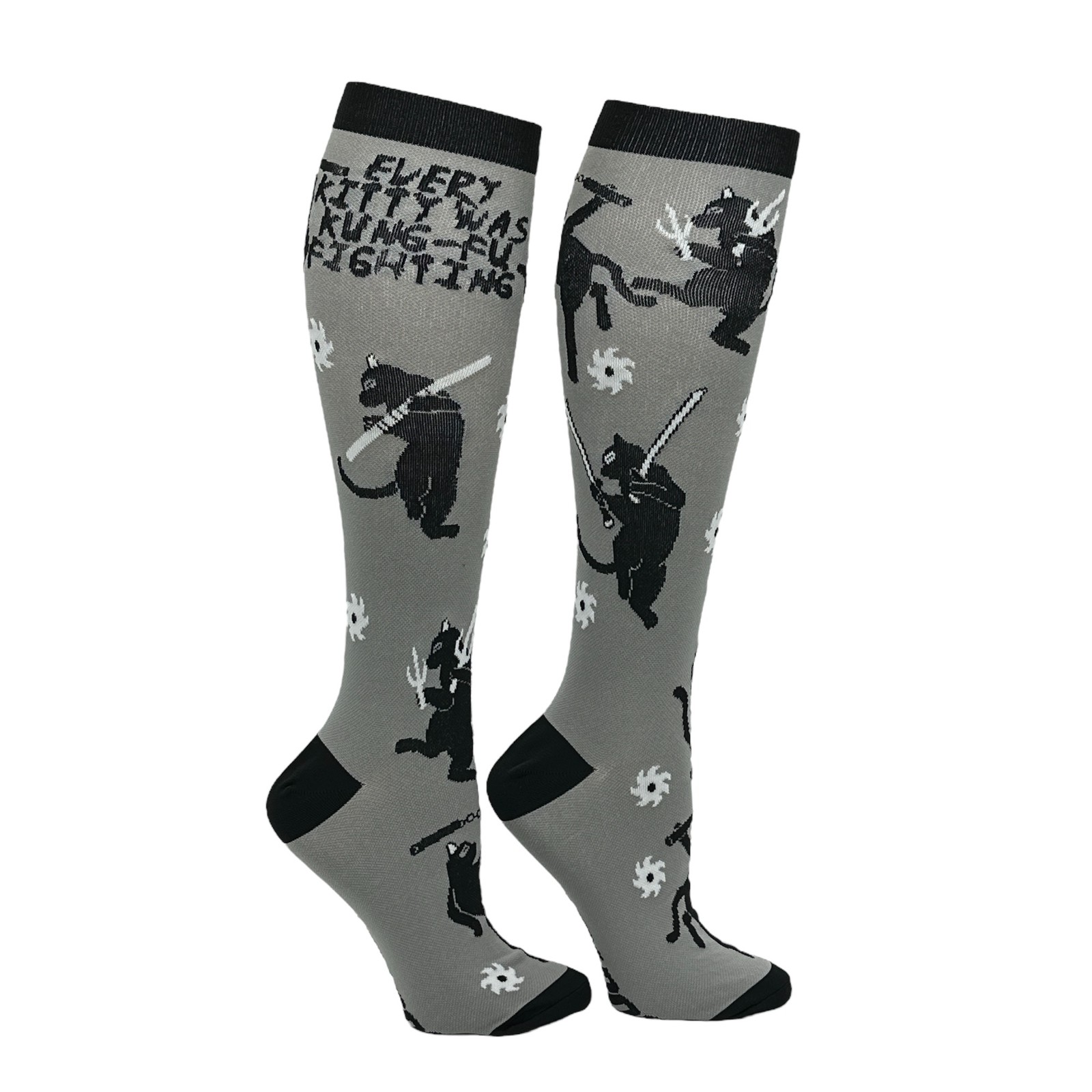 Unisex Every Kitty Was Kung Fu Fighting Funny Compression Socks for Men and