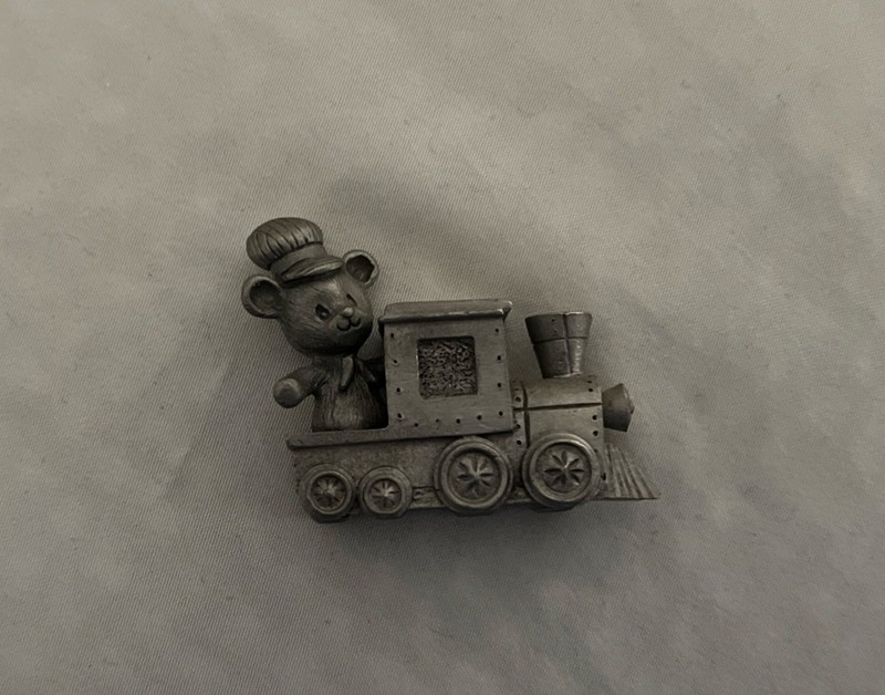 Pewter Train Ready Bear Figurine Spoontiques 1986 PP670
