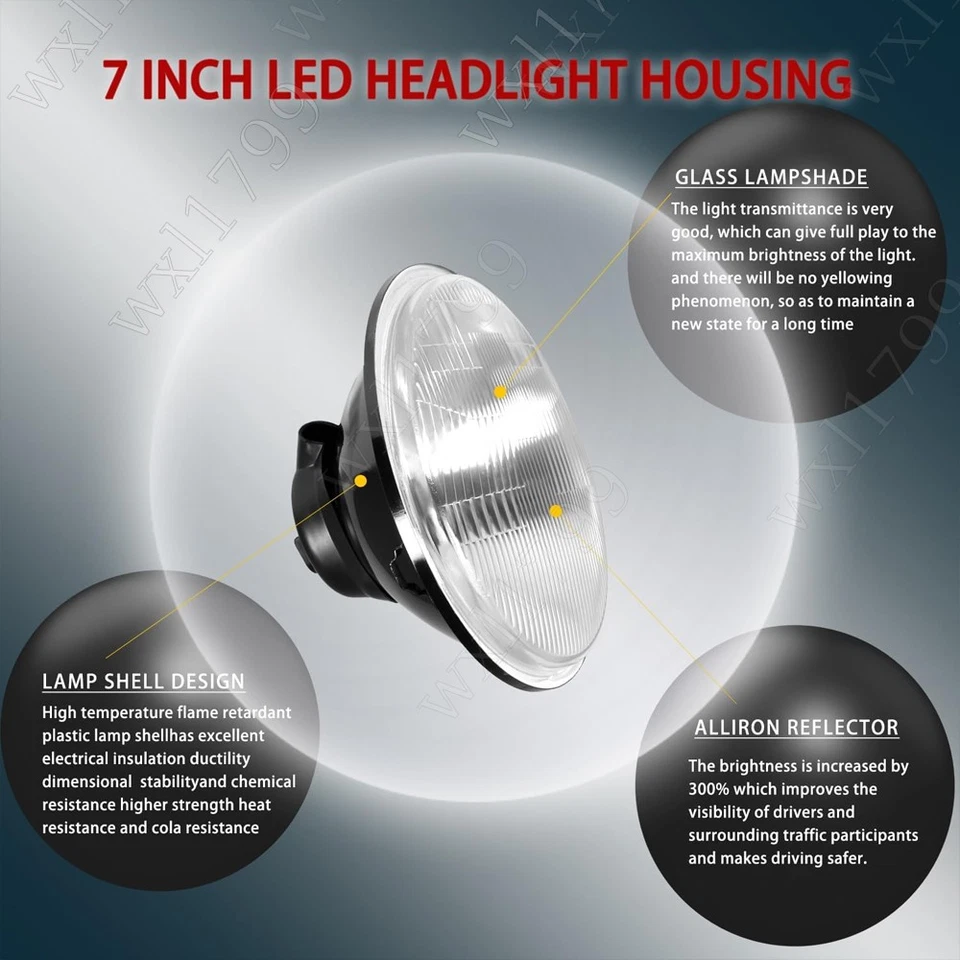 Par de faros LED blancos para Pontiac Grand LeMans 1975 7 pulgadas haz alto/bajo 6000 k Foto 3 de 4