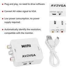 HD 1080P Mini Video Converter AV to VGA Computer to TV Video Adapter with Data