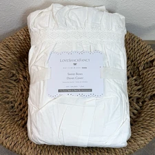 POTTERY BARN TEEN LOVESHACKFANCY SWEET BOWS DUVET COVER, TWIN/XL ~ IVORY