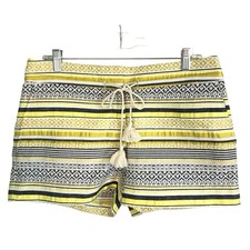 Ann Taylor LOFT The Riviera Short Yellow Boho Tribal Brocade Stripes Size 6