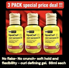 3pk DevaCurl Light Defining Gel- Soft Hold- No Crunch/Flake-Definition 88ml Each