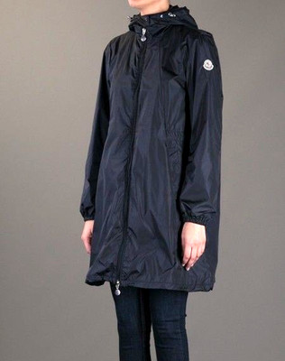 $1500 Moncler black hooded rain coat wind breaker size 1