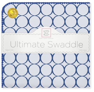 Baby Soft True Blue Mod Circles Receiving Blanket Premium Cotton 42x42 Inches