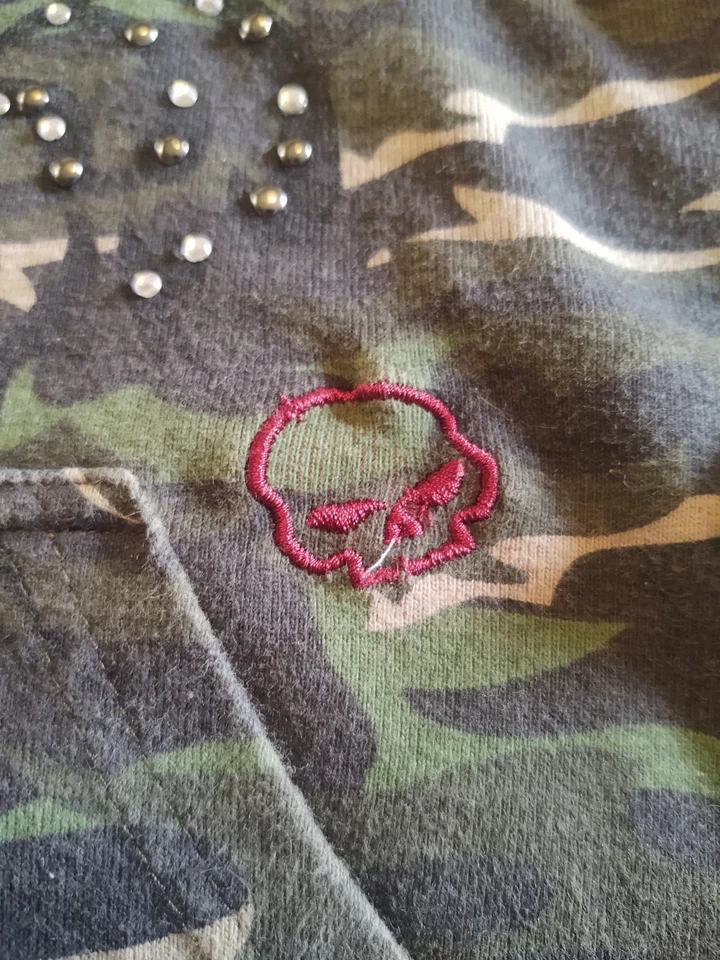 Sudadera con Capucha Harley Davidson Camuflaje Cremallera Completa Bordada Adornada Talla Mediana Foto 3 de 4